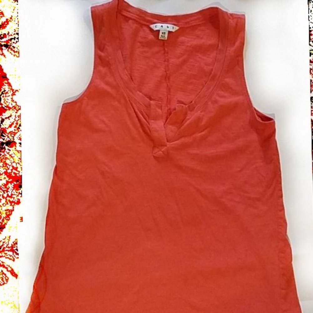 Cabi sleeveless roll hem‎ v neck top XS